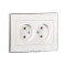 Розетка двойная без заземления со вставкой RAIN белый хром ПБТ 703-0225-128В
