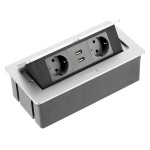 Удлинитель встроенный GTV SOFT 2xгн. schuko кабель 1.5 м, алюминий AE-PBSUC2GS-53