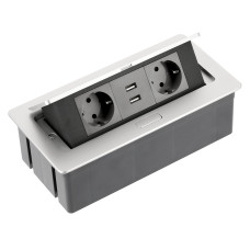 Удлинитель встроенный GTV SOFT 2xгн. schuko кабель 1.5 м, алюминий AE-PBSUC2GS-53