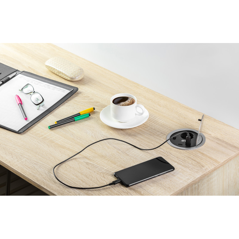 Подовжувач GTV для офісу (врізний) CHARGER 1 розетка schucko 2xUSB 5V 2A 1,5м AE-BPW1S2UCH-80