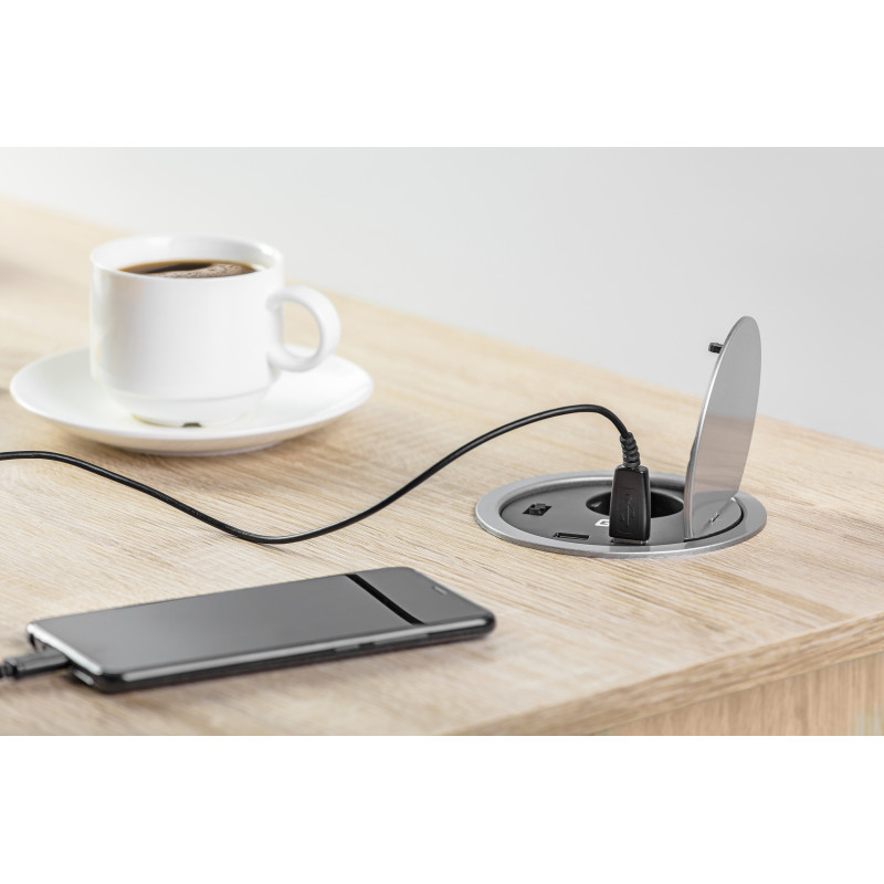 Подовжувач GTV для офісу (врізний) CHARGER 1 розетка schucko 2xUSB 5V 2A 1,5м AE-BPW1S2UCH-80