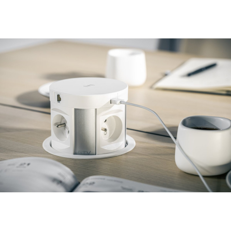 Подовжувач врізний GTV COMFORT PLUS 4x роз. schuko 1,5м, білий AE-BPW4S120P-10