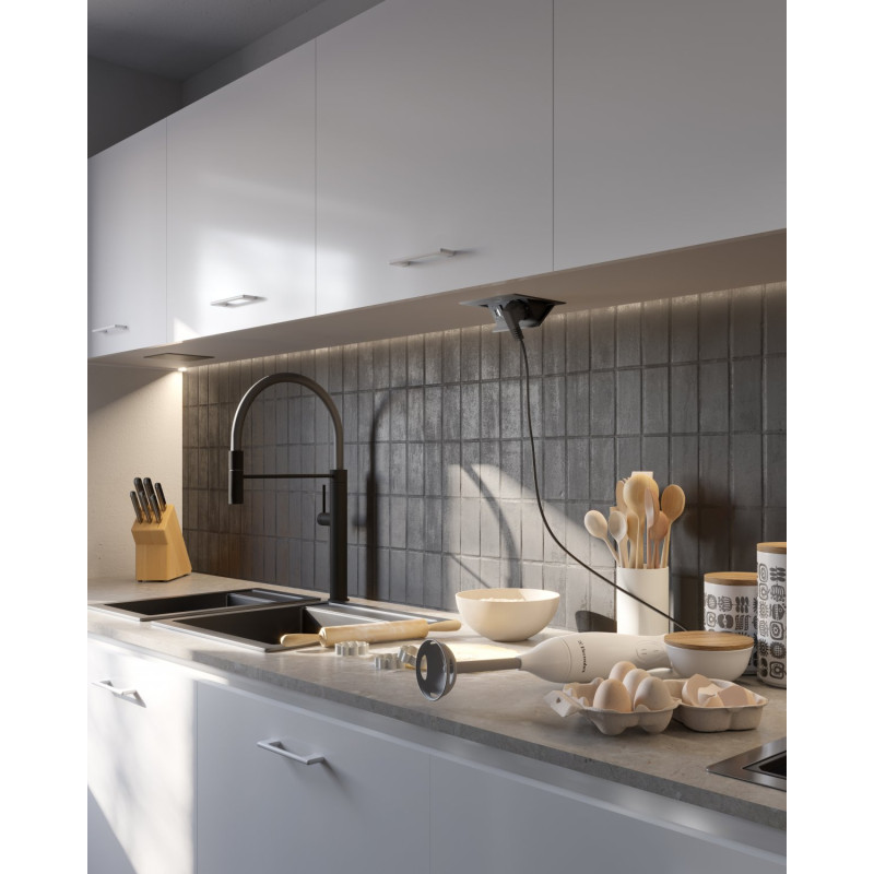 Удлинитель встроенный GTV AVARO 1x розетка schuko серебряный 1,5м AE-PB1SAVA-53