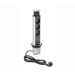 Удлинитель врезной в стол GTV 3 x гнезда SCHUCKO серебряный AE-BPW3S60U-80