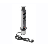 Удлинитель врезной в стол GTV 3 x гнезда SCHUCKO серебряный AE-BPW3S60U-80