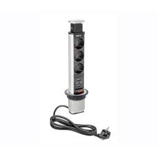 Удлинитель врезной в стол GTV 3 x гнезда SCHUCKO серебряный AE-BPW3S60U-80