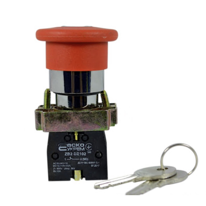 Кнопка безопасности АСКО-УКРЕМ XB2-BS142 поворотная с ключом A0140010016