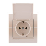 Розетка одинарная з/з и крышкой LEZARD Deriy жемчужно-белая 702-3030-123В