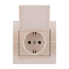 Розетка одинарная з/з и крышкой LEZARD Deriy жемчужно-белая 702-3030-123В