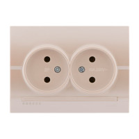 Розетка двухмесная б/з LEZARD Deriy жемчужно-белая 702-3030-128В