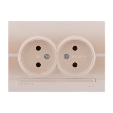 Розетка двухмесная б/з LEZARD Deriy жемчужно-белая 702-3030-128В