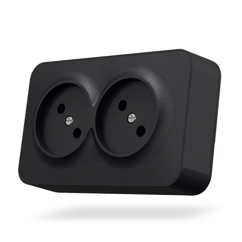 Розетка двойная накладная б/з черный графит VIDEX BINERA (VF-BNS22-BG)