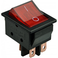 Переключатель АСКО-УКРЕМ KCD2-6-201N R/B 1-клавишный красный с подсветкой 30А A0140040160