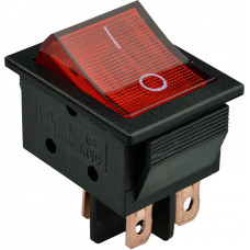 Переключатель АСКО-УКРЕМ KCD2-6-201N R/B 1-клавишный красный с подсветкой 30А A0140040160