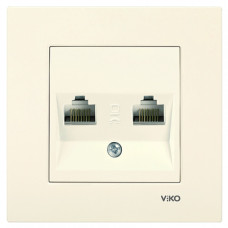 Розетка компьютерная двойная VIKO Karre крем 90960134