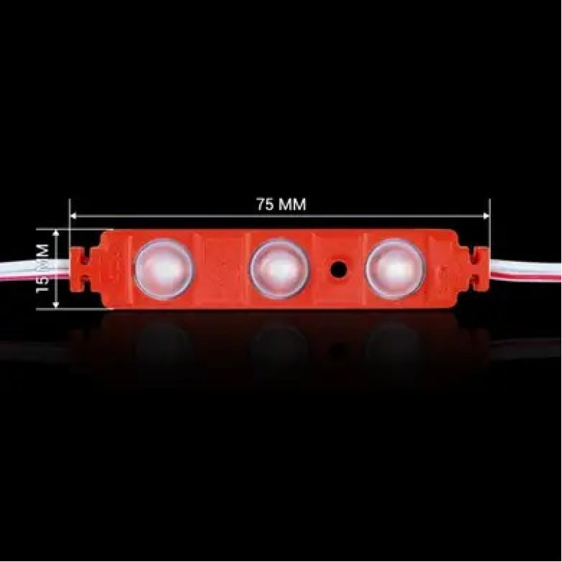 Светодиодный модуль BRT XG191 5630-3led 1,5W RED 12v IP65 красный с линзой полусфера XG191 LM-12-1.5-5630-7515