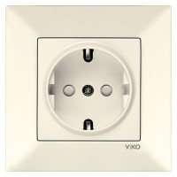 Розетка одинарная с/з и шторкой VIKO Meridian крем 90970242-WH