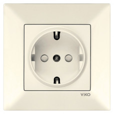 Розетка одинарная с/з и шторкой VIKO Meridian крем 90970242-WH