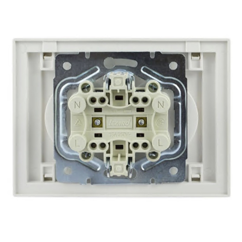 Розетка двомісна б/з LEZARD Rain біла 703-0202-128B