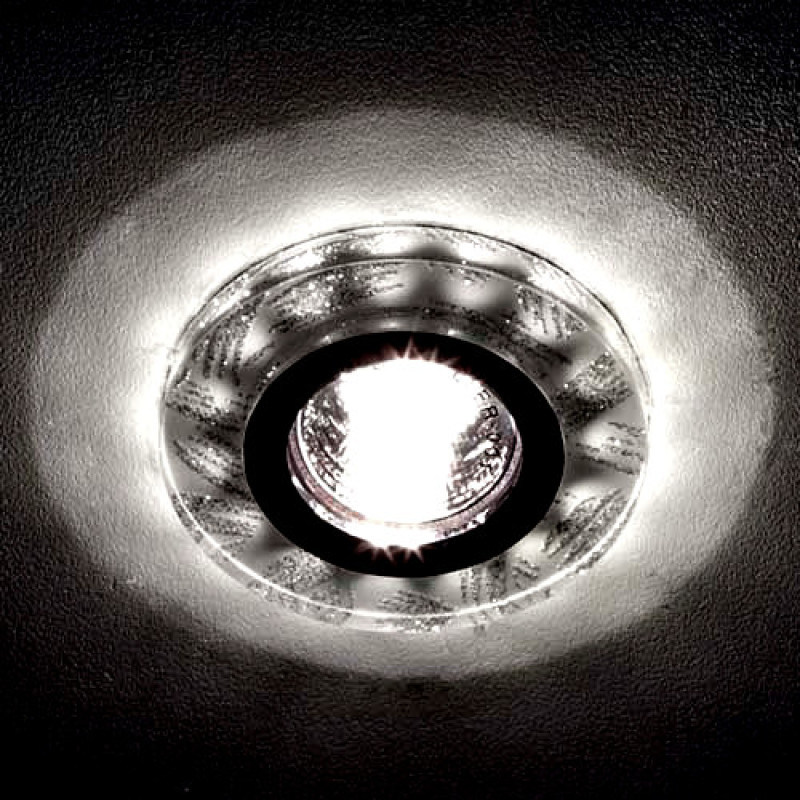 Встраиваемый точечный светильник FERON 8686-2 MR16 с LED подсветкой серебристо-белый 28465