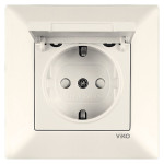 Розетка одинарная с/з и защитной крышкой VIKO Meridian крем 90970212-WH
