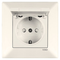 Розетка одинарная с/з и защитной крышкой VIKO Meridian крем 90970212-WH