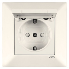 Розетка одинарная с/з и защитной крышкой VIKO Meridian крем 90970212-WH