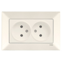 Розетка двухмесная б/з VIKO Meridian крем 90970255-WH