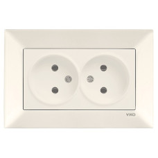 Розетка двухмесная б/з VIKO Meridian крем 90970255-WH