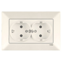 Розетка двухмесная с/з VIKO Meridian крем 90970256-WH