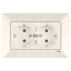 Розетка двухмесная с/з VIKO Meridian крем 90970256-WH