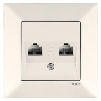 Розетка компьютерная двойная VIKO Meridian крем 90970234-WH