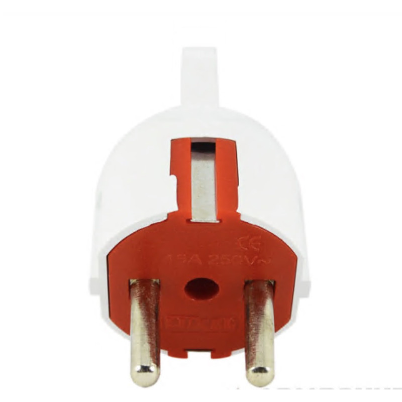 Вилка кутова LUXEL 1011 із заземленням та вушком біла