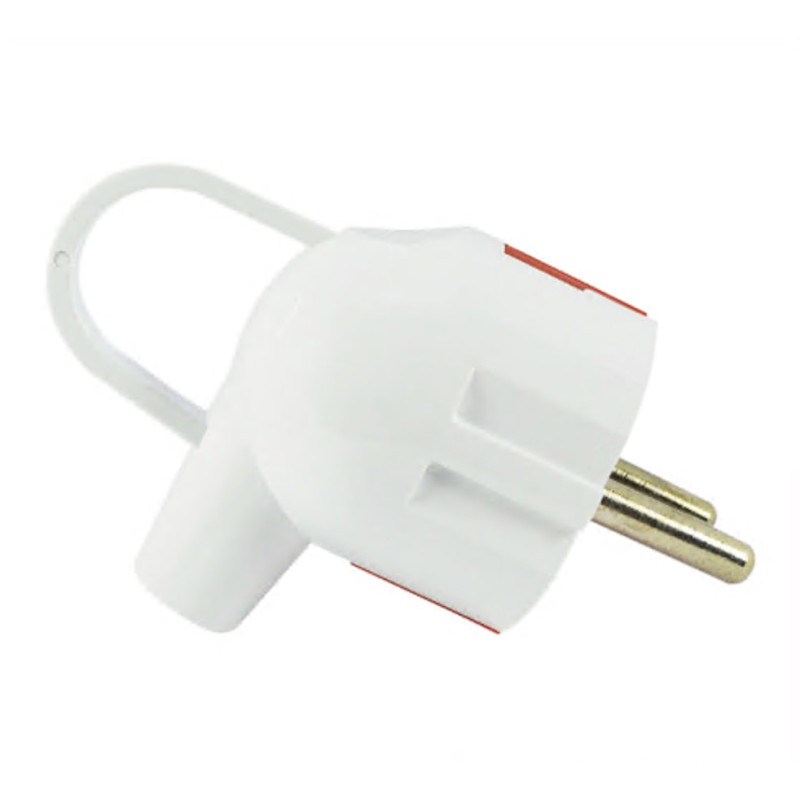 Вилка кутова LUXEL 1011 із заземленням та вушком біла