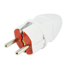 Вилка прямая LUXEL 1002 с заземлением белая