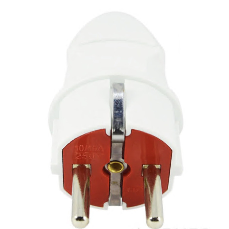 Вилка прямая LUXEL 1002 с заземлением белая