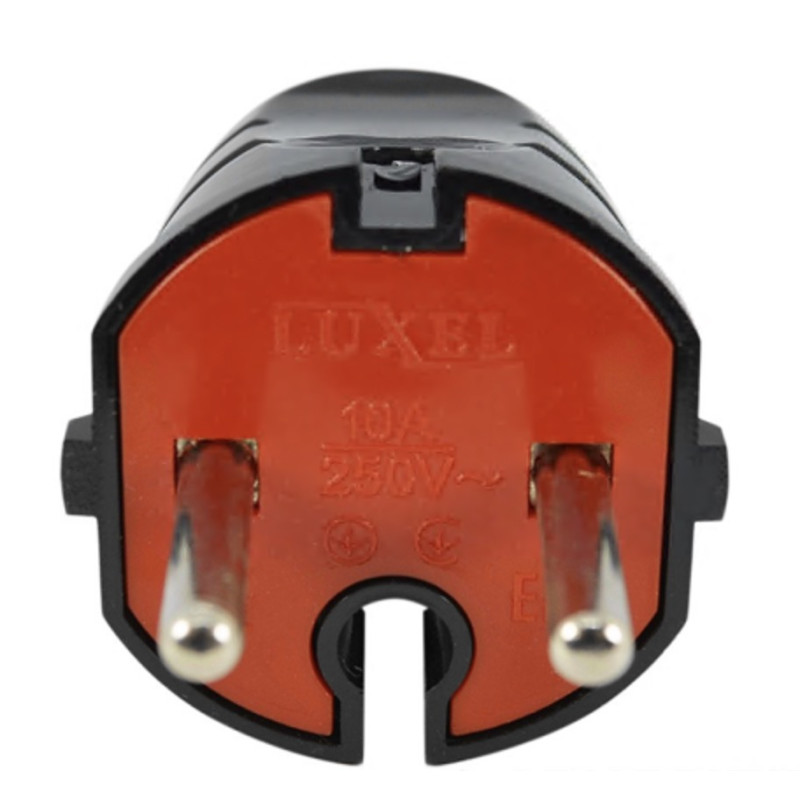 Вилка универсальная LUXEL 1101 без заземления черная