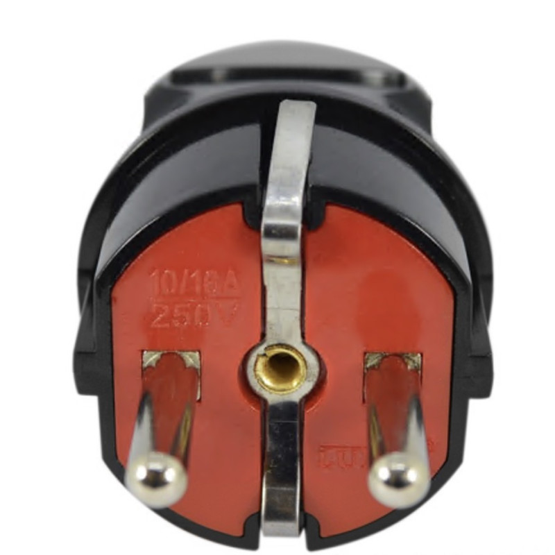 Вилка прямая LUXEL 1102 с заземлением черная