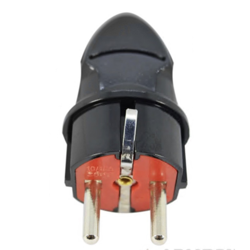 Вилка прямая LUXEL 1102 с заземлением черная