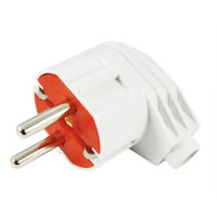 Вилка угловая LUXEL 1005 с заземлением белая