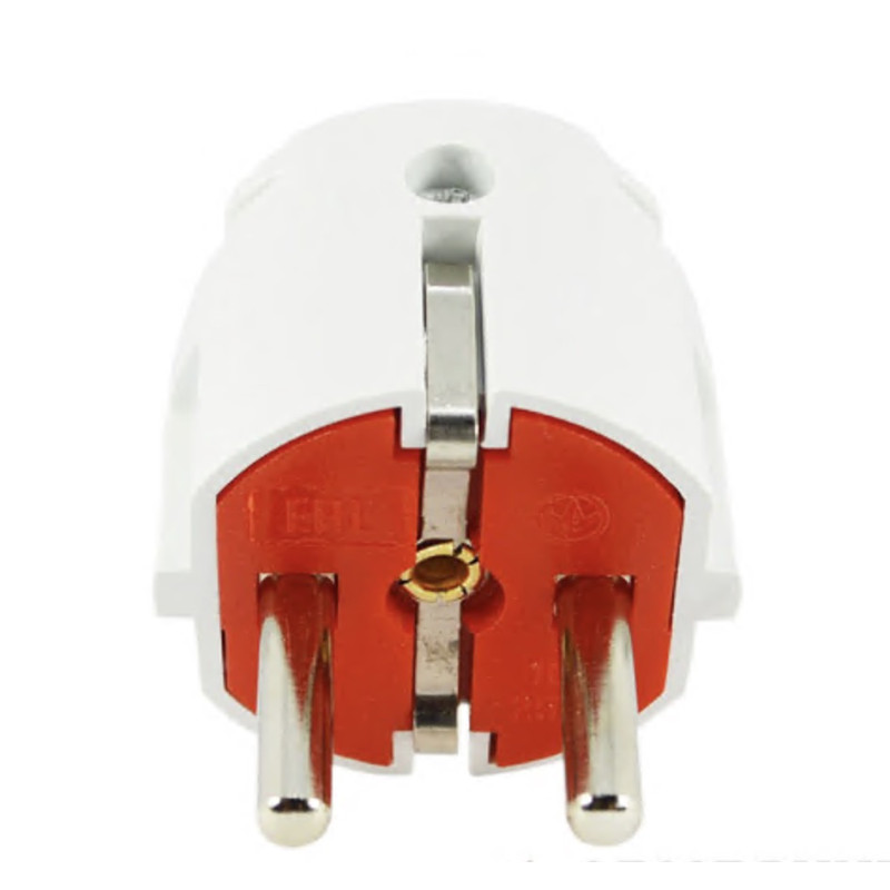 Вилка угловая LUXEL 1005 с заземлением белая