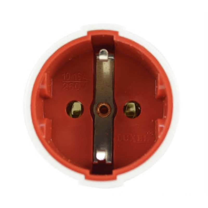 Гнездо штепсельное LUXEL 1003 с заземлением белое