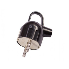 Вилка угловая LUXEL 1111 с заземлением и кольцом черная