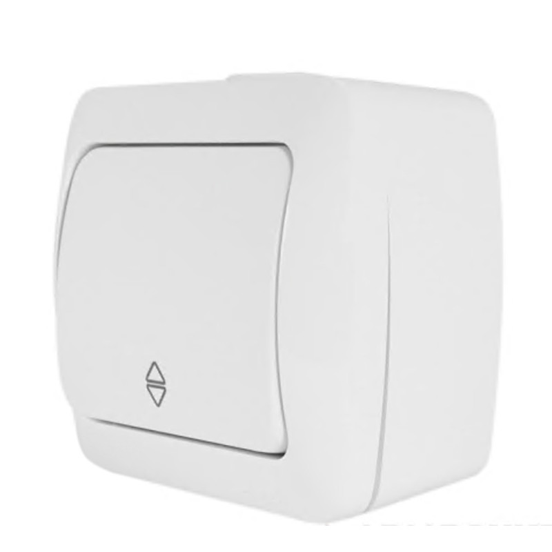 Вимикач El-BI Alsu прохідний одноклавішний накладний білий IP20 (504-010200-209)