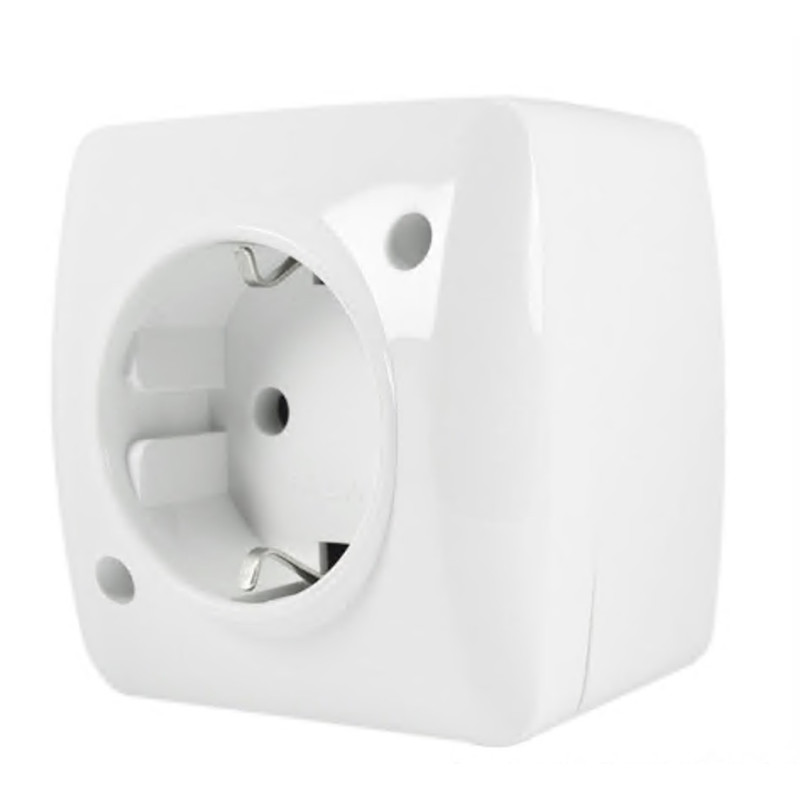 Розетка El-BI Alsu одинарна з/з накладна біла IP20 (504-010200-217)