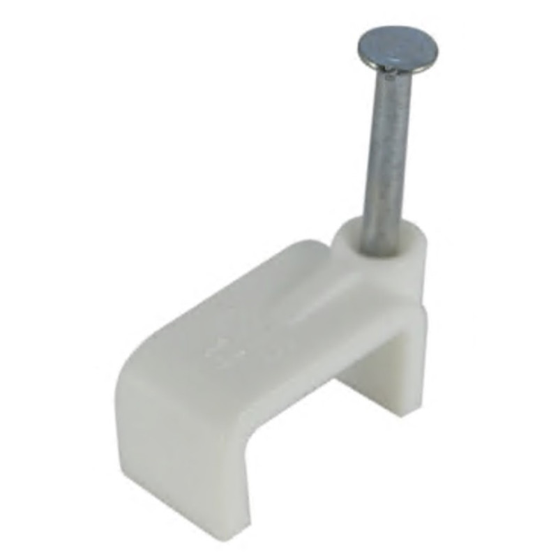 Скоба с гвоздем АСКО-УКРЕМ 14мм плоская белая (100шт) A0150030023