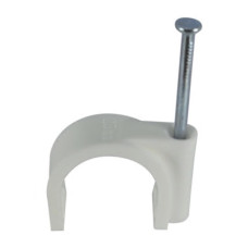 Скоба с гвоздем АСКО-УКРЕМ 14мм круглая белая (100шт) A0150030009