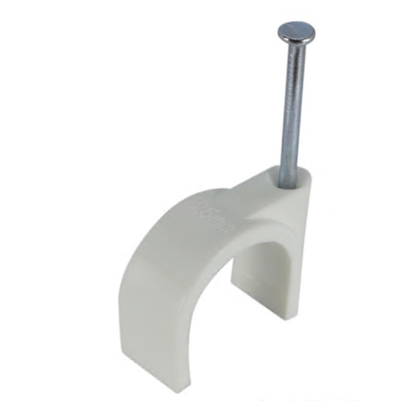 Скоба с гвоздем АСКО-УКРЕМ 14мм круглая белая (100шт) A0150030009