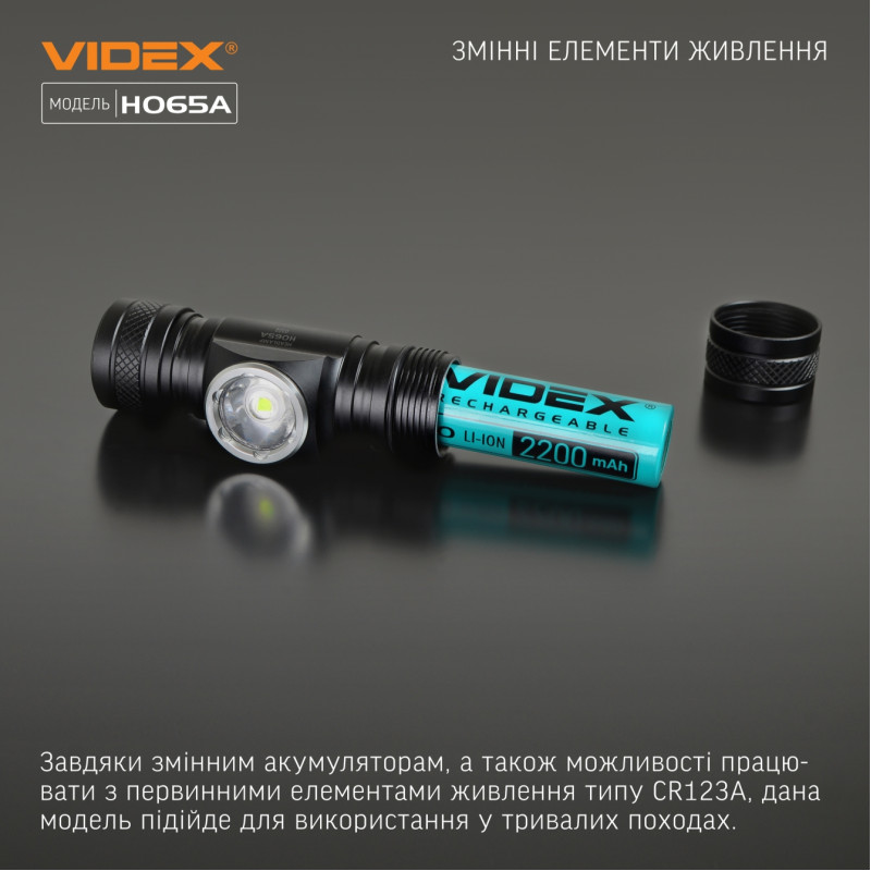 Фонарик налобный светодиодный VIDEX VLF-H065A 1200Lm 5000K (VLF-H065A)