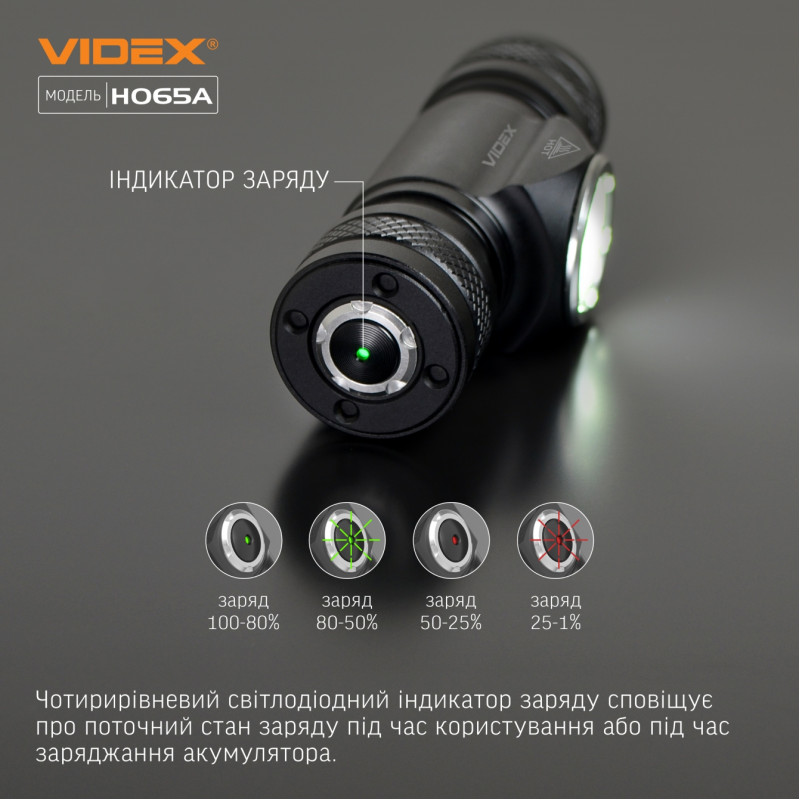 Фонарик налобный светодиодный VIDEX VLF-H065A 1200Lm 5000K (VLF-H065A)